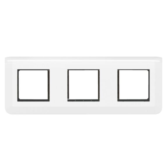 Plaque + Support Mosaic Composable 3x2 Modules Entraxe 71mm Horizontal Blanc
