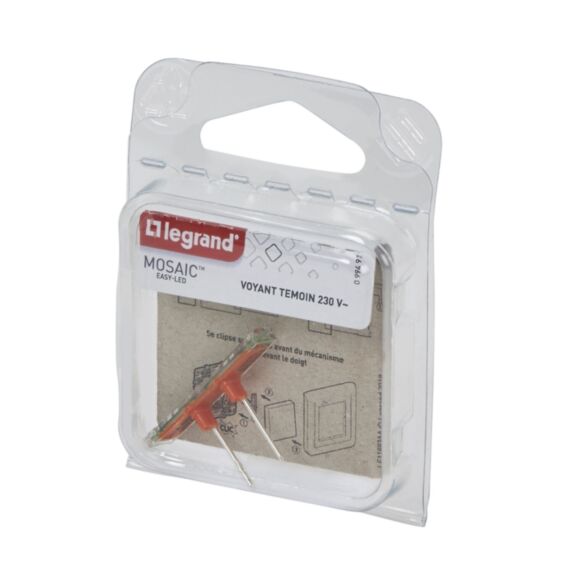 Voyant Témoin Mosaic 230V Poussoir et Interrupteur Composable Blanc