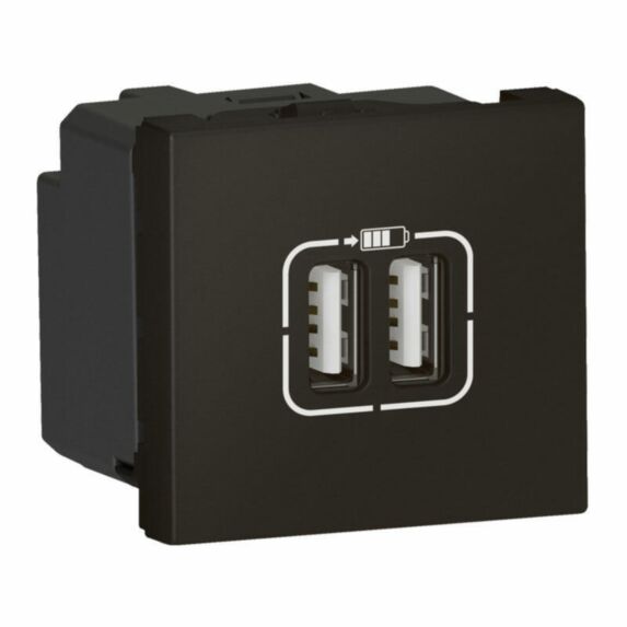 Double Chargeur USB Mosaic Type A 2 Modules Composable Noir