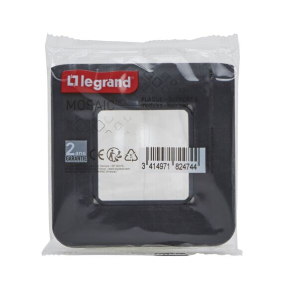 Plaque + Support Mosaic 2 Modules Composable Fixation à Vis Noir