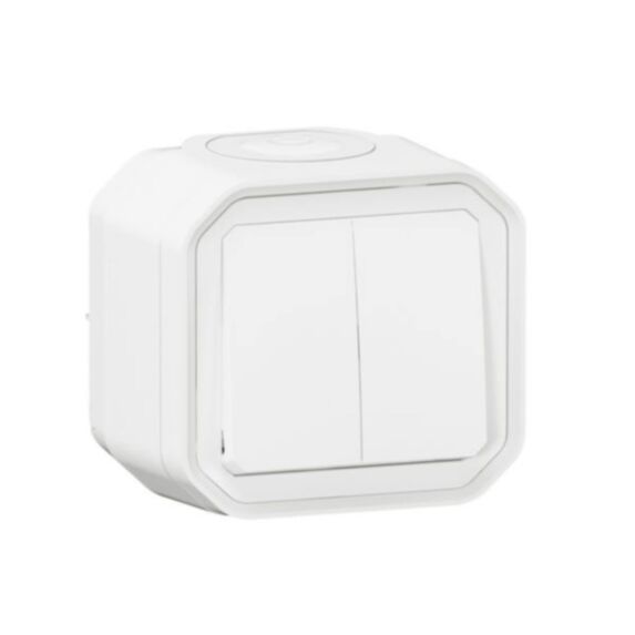 Double interrupteur Plexo blanc en saillie