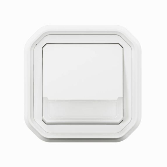 Poussoir NONF lumineux porteétiquette Plexo complet encastré et griffes blanc 10A - LEGRAND