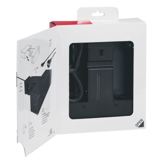 Multiprise Tv 4X2P+T + 4X2P Interrupteur Parafoudre 2m Noir