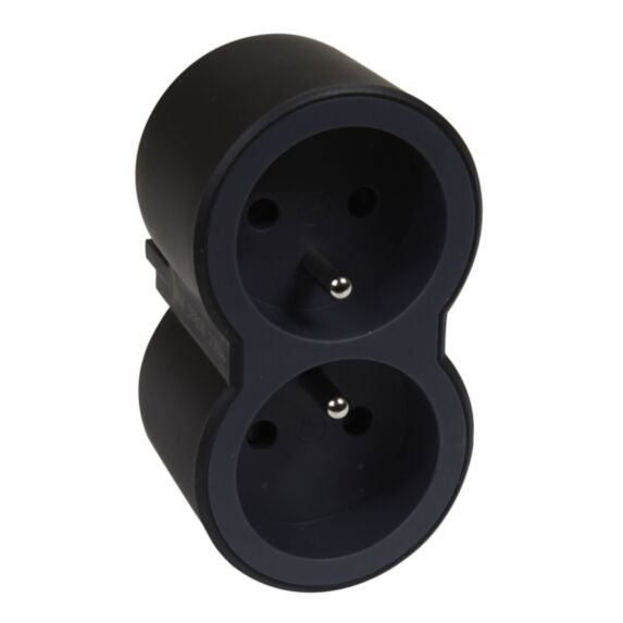 Fiche 2 prises 2P+T Frontales 16A 230V 3680W Noir