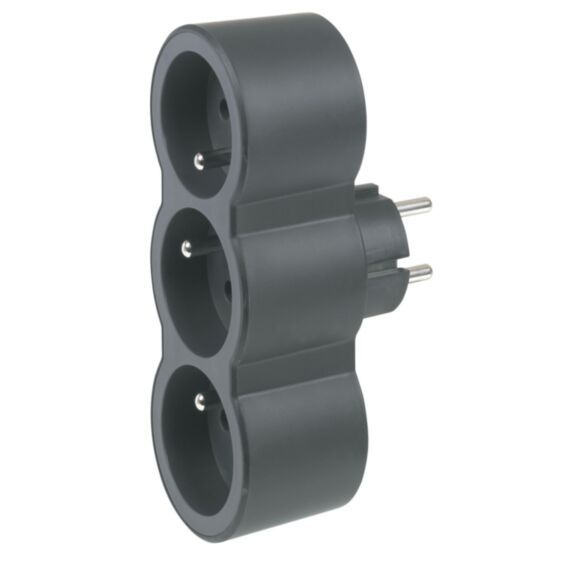 Fiche 3 prises 2P+T Frontales 16A 230V 3680W Noir