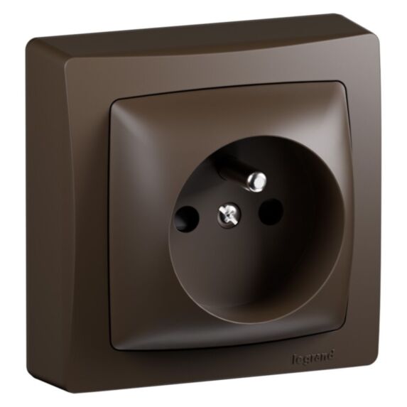 Prise de courant 2P+T bornes automatiques marron - LEGRAND