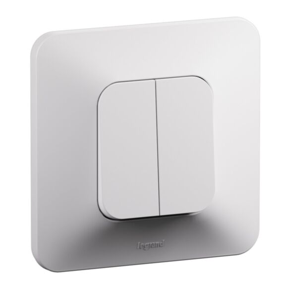 Double interrupteur ou va-et-vient Neptune 10A bornes automatiques blanc - LEGRAND