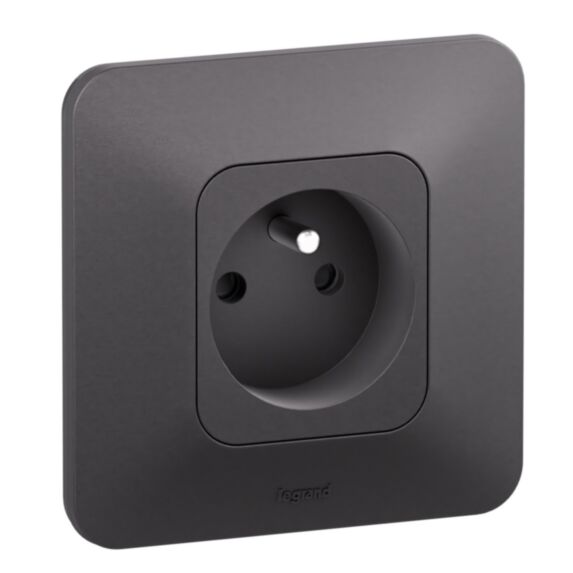 Prise de courant avec terre 2P+T Neptune 16A bornes automatiques noir - LEGRAND
