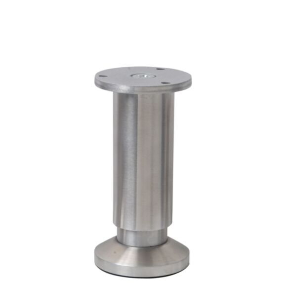 Pied de meuble métal brossé H.120/135 Ø58mm - BAR PLUS