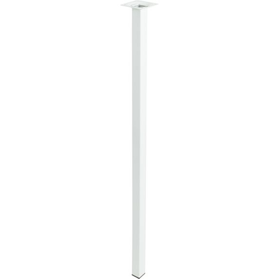 Pied carré métal blanc H.800 25x25 mm - EVOLUDIS