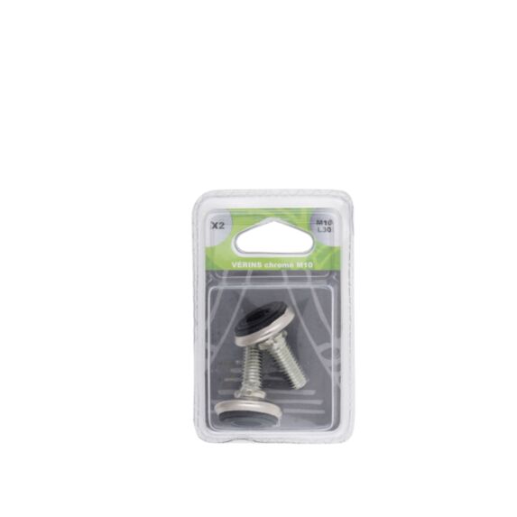 Blister 2 pieces verrin pied chrome d10 