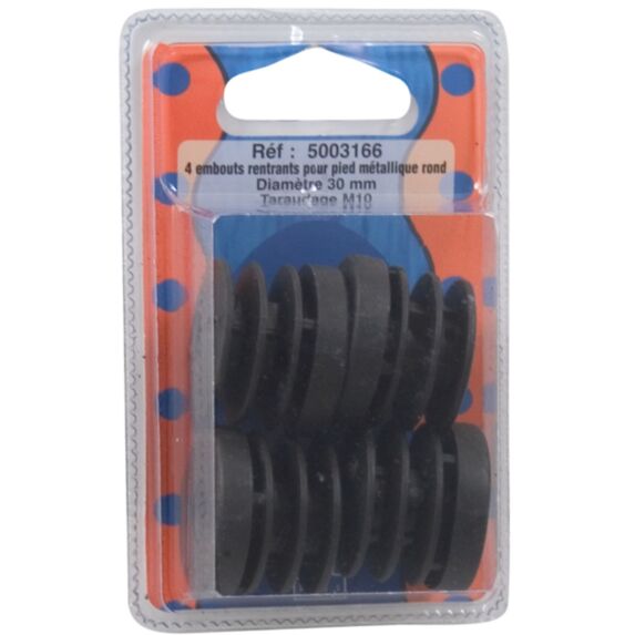 Blister 4 pieces embout rond noir ∅30 - BAR PLUS