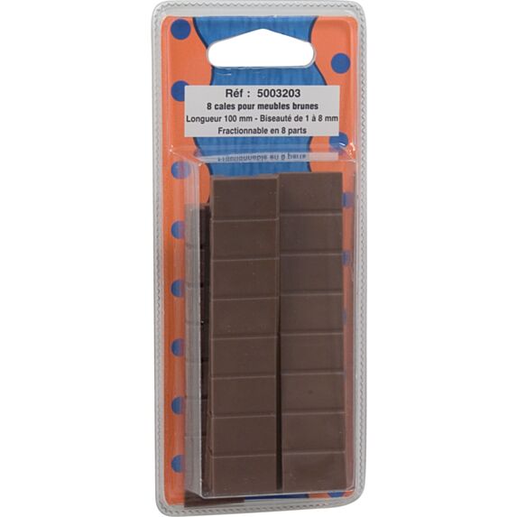Blister 8 pieces cale pour meuble brun l.100 - BAR PLUS