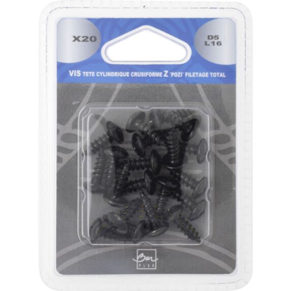 Blister 20 vis noire 5x16mm - BAR PLUS