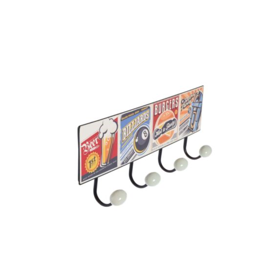 Portemanteau 4 patères à fixer Burger Métal