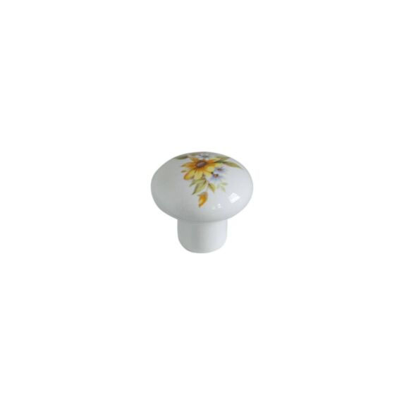Bouton de meuble céramique Ø35mmx32mm blanc/jaune - BAR PLUS