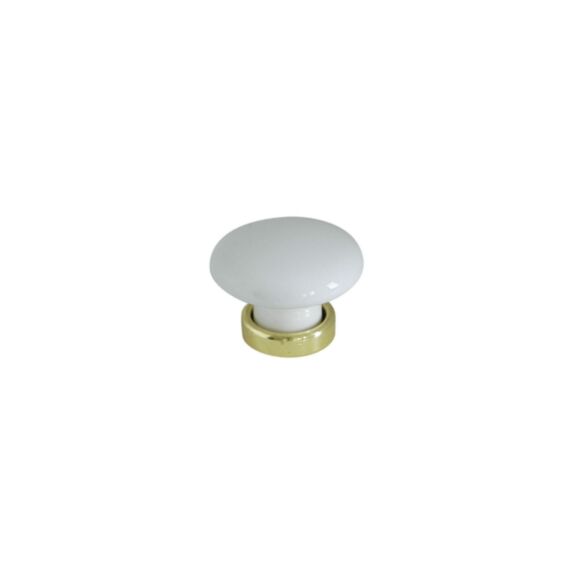 Bouton de meuble laiton/blanc céramique Ø37 - BAR PLUS