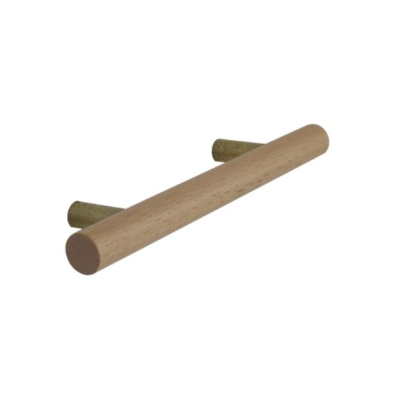 Poignée de meuble Hêtre laiton entraxe 128mm - BAR PLUS
