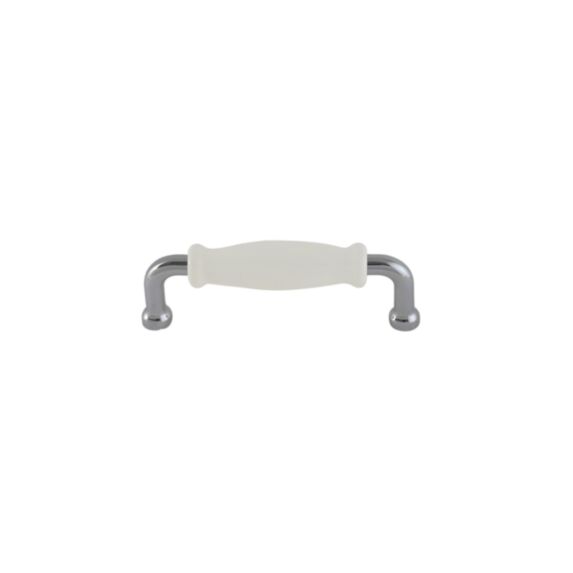 Poignée de meuble porcelaine chrome/blanc entraxe 96mm - BAR PLUS