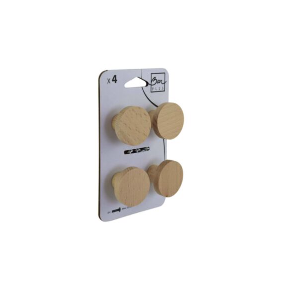 Set de 4 boutons de meuble rond bois clair - BAR PLUS