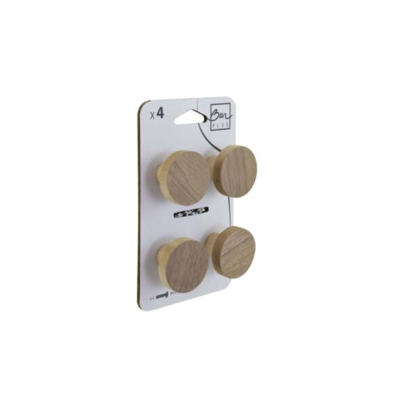Set de 4 boutons de meuble rond bois foncé medium - BAR PLUS
