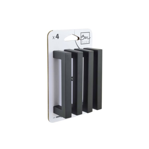 Set de 4 boutons de meuble carré 96 mm acier noir - BAR PLUS