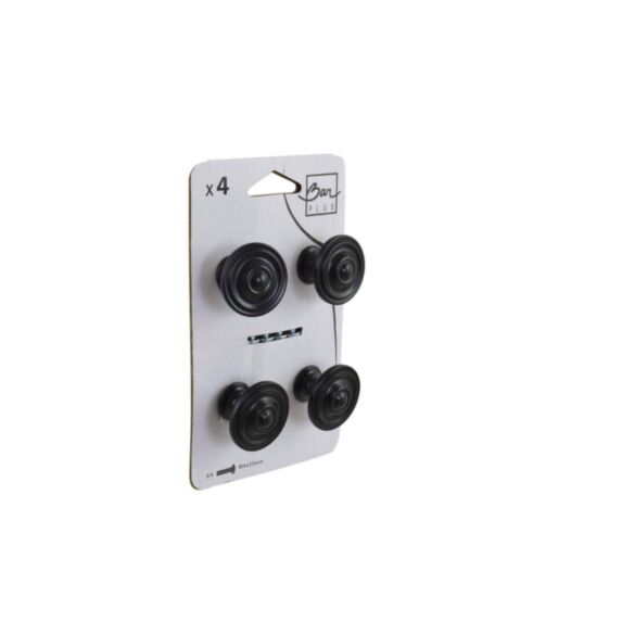 Set de 4 boutons de meuble zamack Ø35 mm noir mat - BAR PLUS
