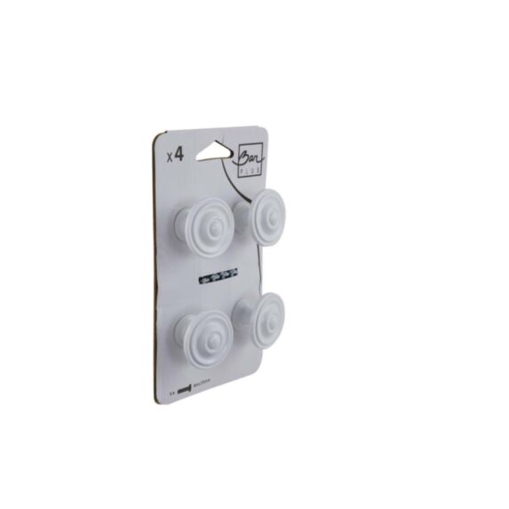 Set de 4 boutons de meuble zamack Ø35 mm blanc mat - BAR PLUS