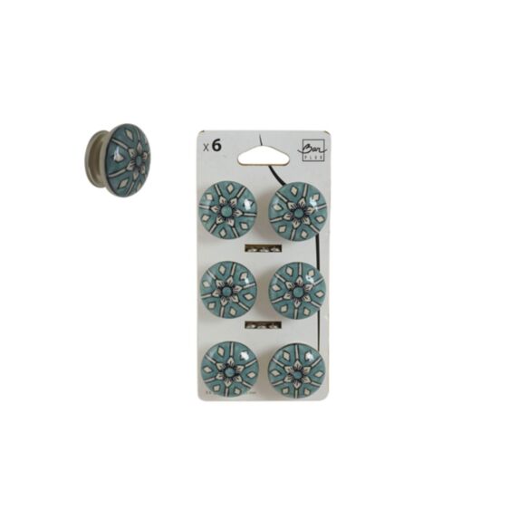 Bouton de meuble porcelaine vert x6 - BAR PLUS