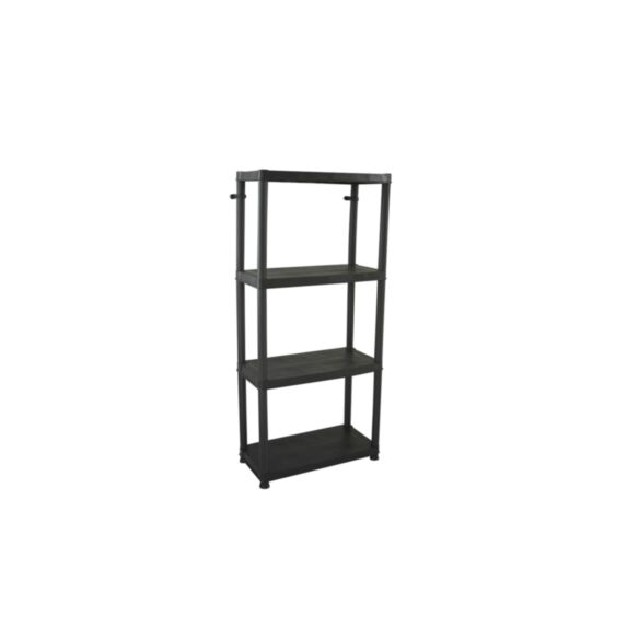 Etagère rangement premium 4 tablettes plastique 130x60x30,5 noir 