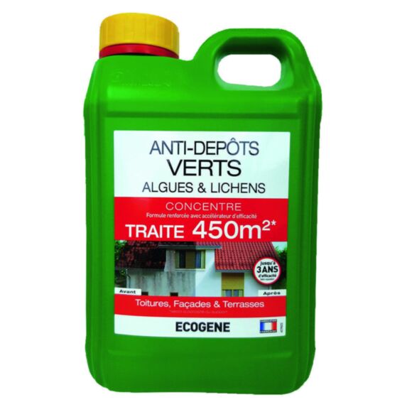 anti dépôts verts  algues et lichen concentré pour 450 m2 2l