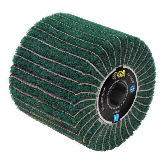 Brosse fibre synthétique et lamelles abrasives Ø120mm/L100mm