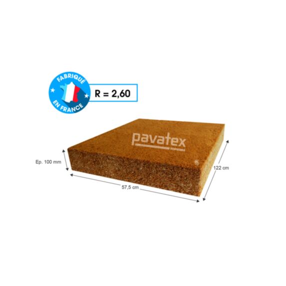 4 Panneaux isolants fibre de bois Ep.10cm 1,22x0,57m R=2,6 - SOPREMA