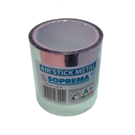 Ruban adhésif pour isolant mince métalisé Air'Stick Métal SOPREMA® 25m x 100mm