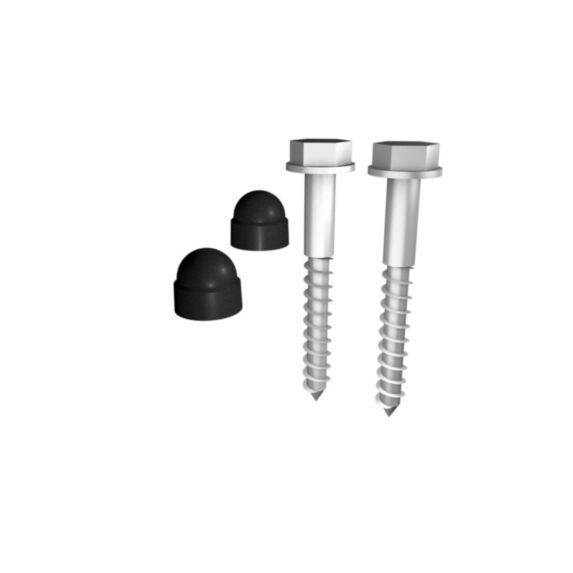 Tirefonds Ø10x80 sol bois (x2) inox A2 + 2 bouchons black - KORDO