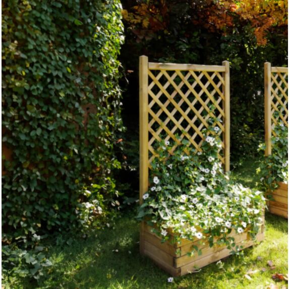 Bac à Fleurs Treillis Bois Lierre 80x40x135,5cm -CERLAND