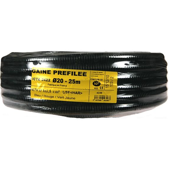Gaine noir icta préfilée 20g 3x2,5 25m