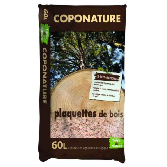 Plaquettes paillage bois naturel Coponature 60L - TERRE & NATURE