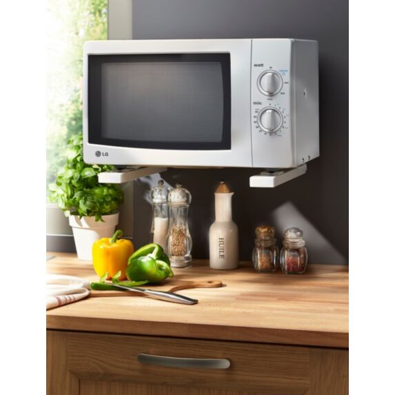 Support micro ondes télescopique blanc