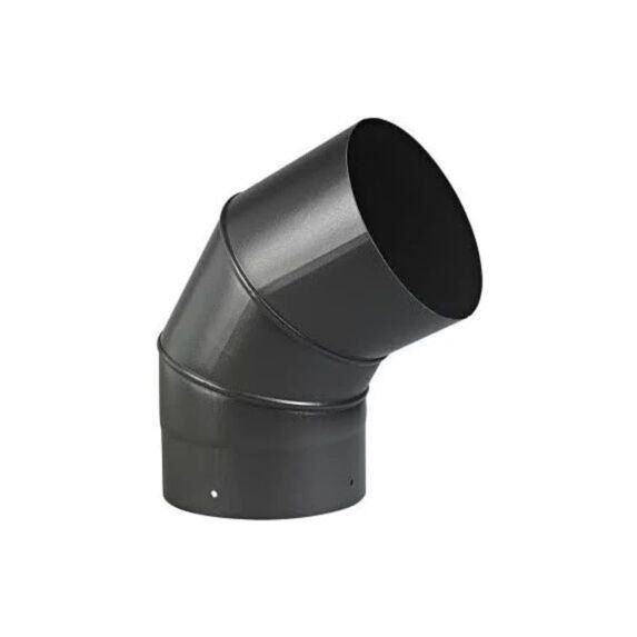 Coude 45° sans pli Rigide Email Noir Mat Ø15cm