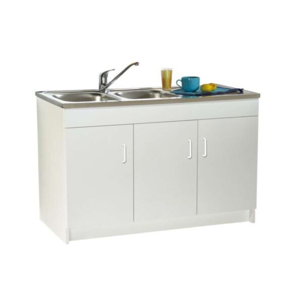 Meuble sous-évier blanc Orion 3 portes 120 cm