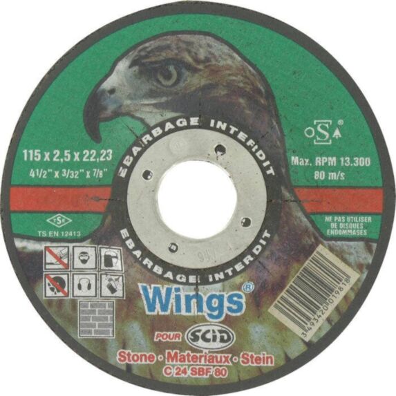 Disque à tronçonner Wings 115x2,5mm pour tous matériaux - SCID