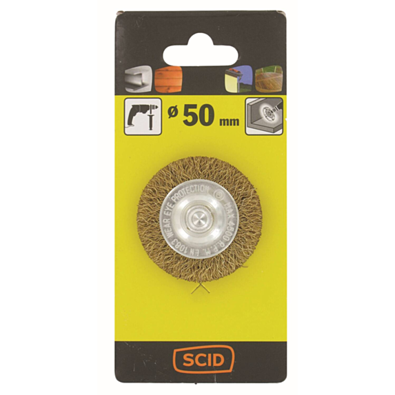 Brosse circulaire fils acier laitonné ondulés Ø 50 mm - SCID