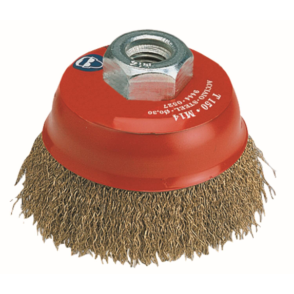 Brosse coupe fils acier laitonné ondulés Ø100mm - SCID