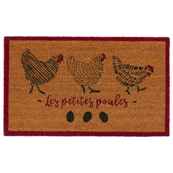 Tapis abrité brossant Eco-Co Poules 75x45cm - CORYL
