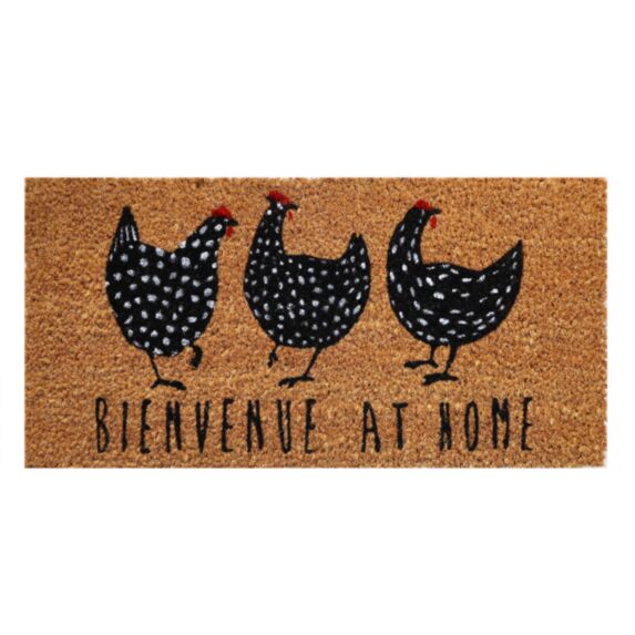 Tapis d'entrée abrité Coco Poucet Poule 50x25cm