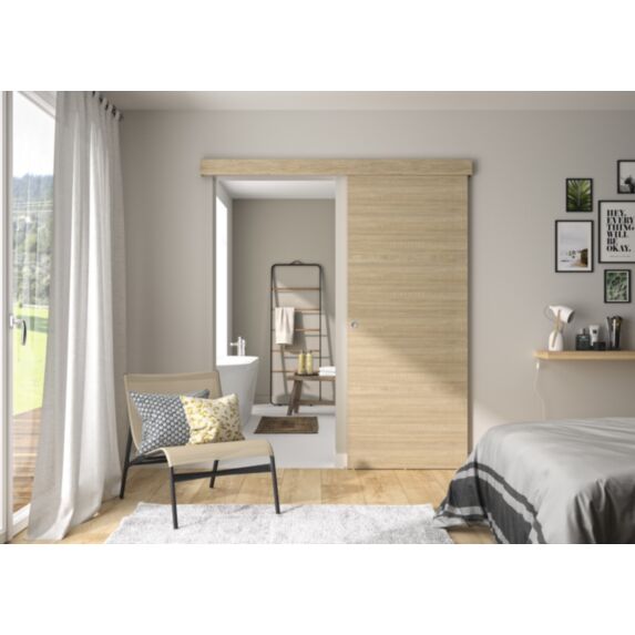 Kit porte coulissante en applique Barbade chêne naturel 204x83cm - OPTIMUM