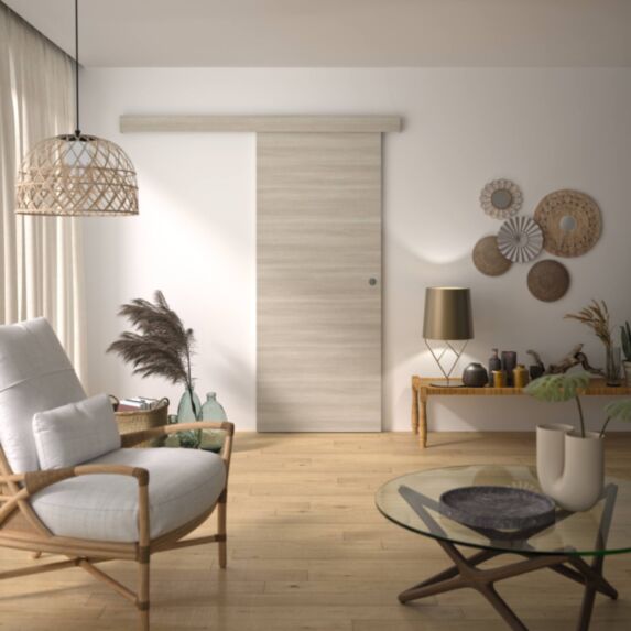 Kit porte coulissante chêne taupe 204x83cm Verone - OPTIMUM