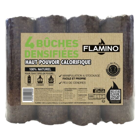 4 Bûches densifiées à haut pouvoir calorifique - FLAMINO