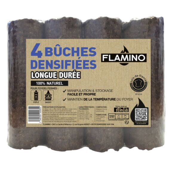 4 Bûches densifiées longue durée - FLAMINO